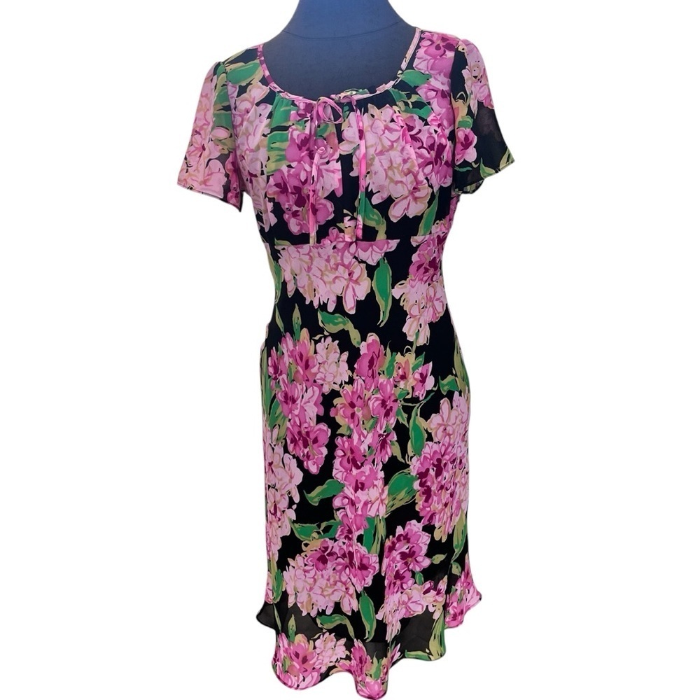 Lennie NY Vintage Pink Floral Bias Cut Dress Size 8